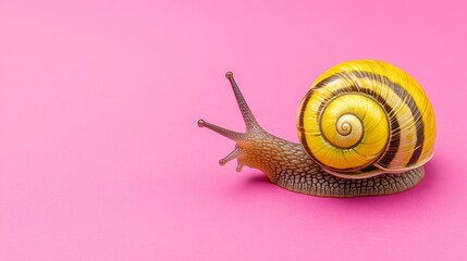 Vibrant Yellow Snail on Pink Background