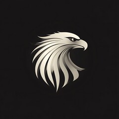 Obraz premium Stylized eagle painting with radiant golden wings and shadow backdrop