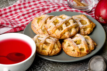 Homemade mini apple pies. Close-up.