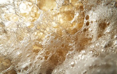 Obraz premium Ultra-close-up of a bursting soap bubble, revealing intricate liquid film textures