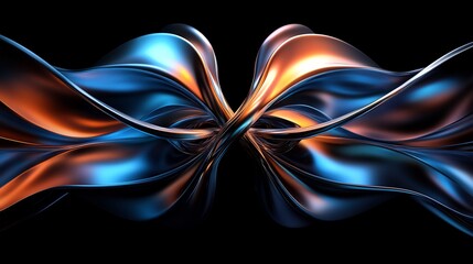 Abstract Metallic Flow: A Symphony of Blue and Gold