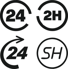 Set of 24/7, 2 Hour, and 8 Hour Service Icons