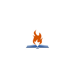 Book and fire icon isolated on white background
