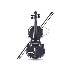 Fototapeta premium Elegant Violin and Bow Silhouette Vector 