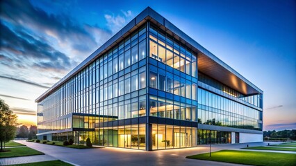 Obraz premium Modern Office Building Exterior with Clean White Space for Digital Business Branding