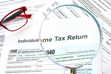 USA tax form 1040 for US individual tax return. Document close-up
