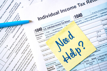 Obraz premium USA tax form 1040 for US individual tax return. Document close-up