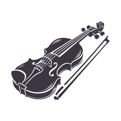 Obraz premium Violin and Bow Musical Instrument Silhouette Design Template Illustration
