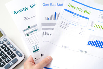 Gas bill statement and home energy consumption