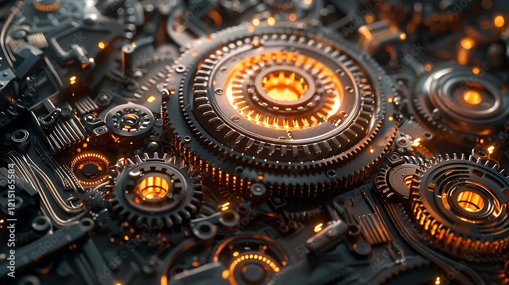 Poster cogs and gear wheel mechanisms. technology and engineering concept