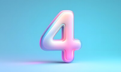 Pastel Number Four, 3D Render, Blue Background, Digital Art, Website Design