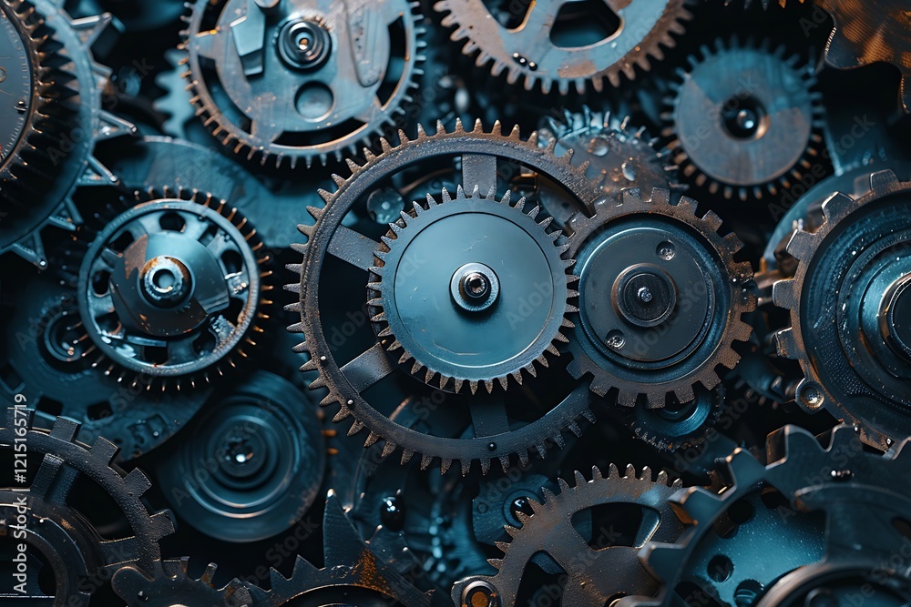 Poster cogs and gear wheel mechanisms. technology and engineering concept