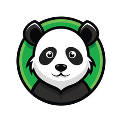 Fototapeta premium Cute panda head logo design, symbolizing wildlife, nature, and conservation