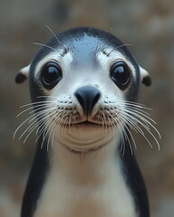 Adorable baby seal pup portrait, close-up.