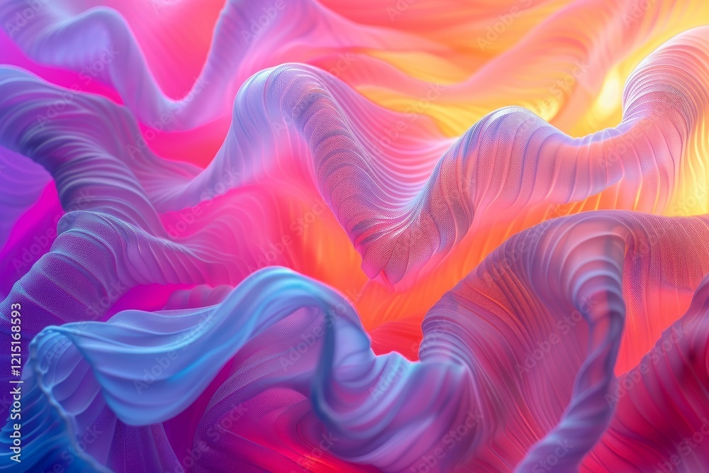 Aufkleber Abstract background showcasing vibrant and flowing fabric, forming colorful waves with a dynamic and artistic feel