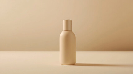 beige cosmetic bottle mockup on light background
