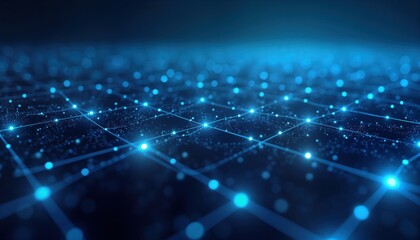 Abstract glowing blue tech pattern. Network structure. Digital tech background. Futuristic tech. Modern graphic. Innovation concept. Glowing lines. Blue color. Grid design. Bright lights. Technology