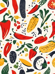 Abstract pattern of Mexican food elements