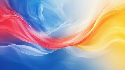 Fototapeta premium A vibrant abstract swirl of red, blue, and yellow colors blending harmoniously, creating a dynamic and visually captivating background.