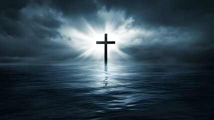 Naklejka premium Abstract representation of a single ray of light on cross