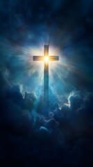 Naklejka premium Abstract representation of a single ray of light on cross