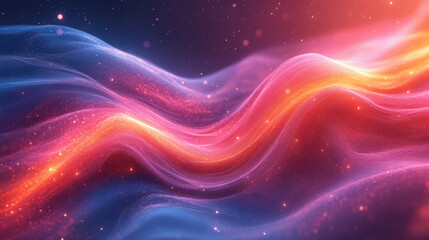 Flowing waves of blue, purple, and pink blend into an enchanting abstract background, creating a sense of motion and depth.