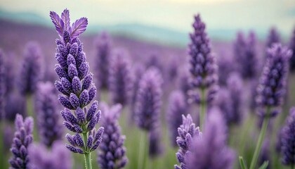 Thriving Lavender Field Close-Up
