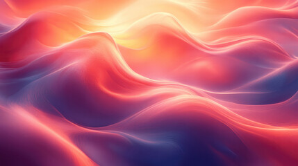 Fototapeta premium Fluid waves of pink, red, and purple tones paint a stunning abstract background that evokes serenity and depth.