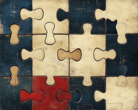 Grunge wooden jigsaw puzzle pieces.