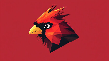 Obraz premium Red Cardinal Bird Geometric Polygonal Design Low Poly Art Nature Illustration
