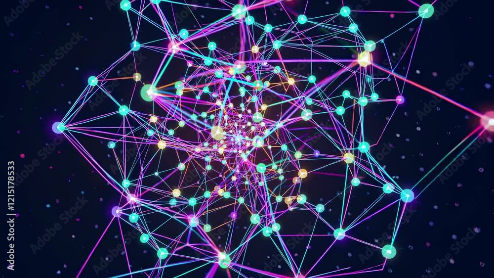 Poster exploring the vibrant connections of digital networks in a mesmerizing visual display