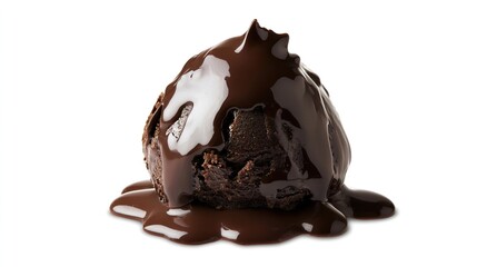 Decadent Chocolate Ice Cream Scoop with Melted Chocolate Drizzle