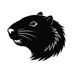 Beaver Head Silhouette Vector Art and Black Beaver Design Illustration