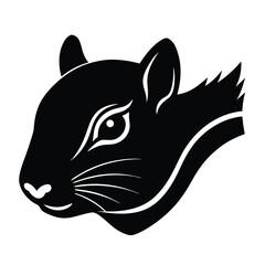 Chipmunk Head Silhouette Vector Art and Black Color Design