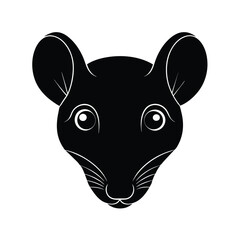 Mouse Head Silhouette Vector Art and Black Color Design