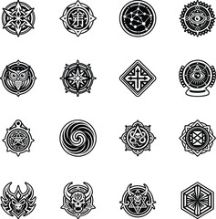 Bundle of Glyph Style Supernatural Signs Icons 


