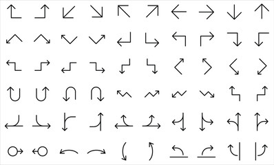 UI Arrows isolated icons set. Set of line with editable stroke vector icon