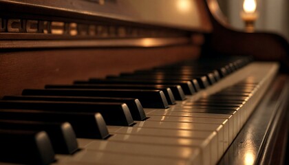 Piano Keys Under Candlelight