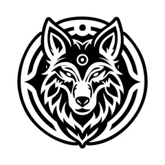 Fototapeta premium Lunar wolf symbol icon in glyph style