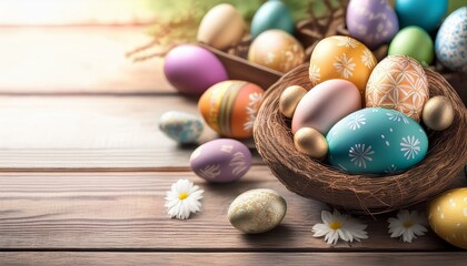 Obraz premium easter eggs in a basket