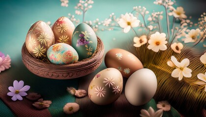 Obraz premium easter eggs in a basket