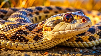 Fototapeta premium Pacific Gophersnake Head Close-up, Merced NWR, California Sunny Day
