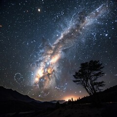 Realistic galaxy and stars photo background for creative mockups

