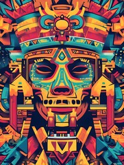Fototapeta premium symbolic representation of Mexican heritage stylized Aztec