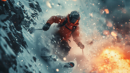 Fire on  Ice - extreme sport skiing
