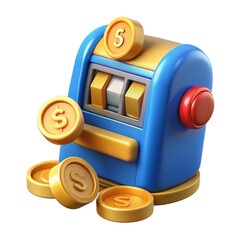 Realistic 3D slot machine isolated with casino and gambling theme

