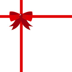 Flat Red gift bows of ribbon on greeting or invitation cards envelopes with copy space vector illustration