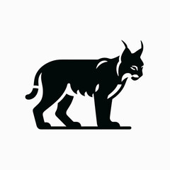 Obraz premium Lynx silhouette in black on a white background