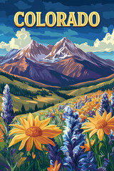 Travel poster of Colorado. Wall hanging art of Colorado.