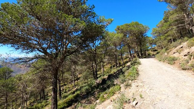 Panoramic view on hiking trail to Maroma peak, Sierra Tejeda, Spain 